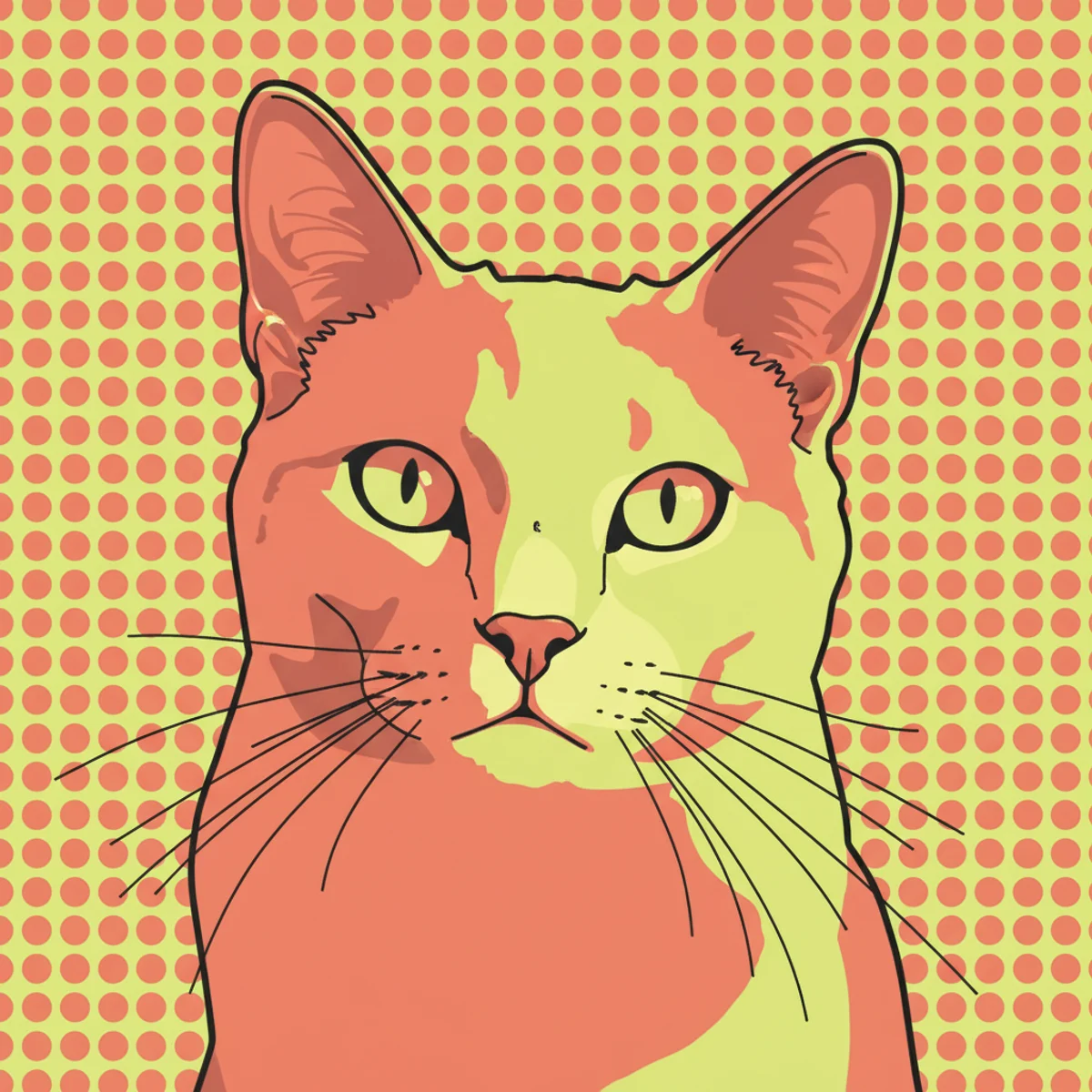 A cat in a bold pop art style by Olea & Hound, vivid enough to print large