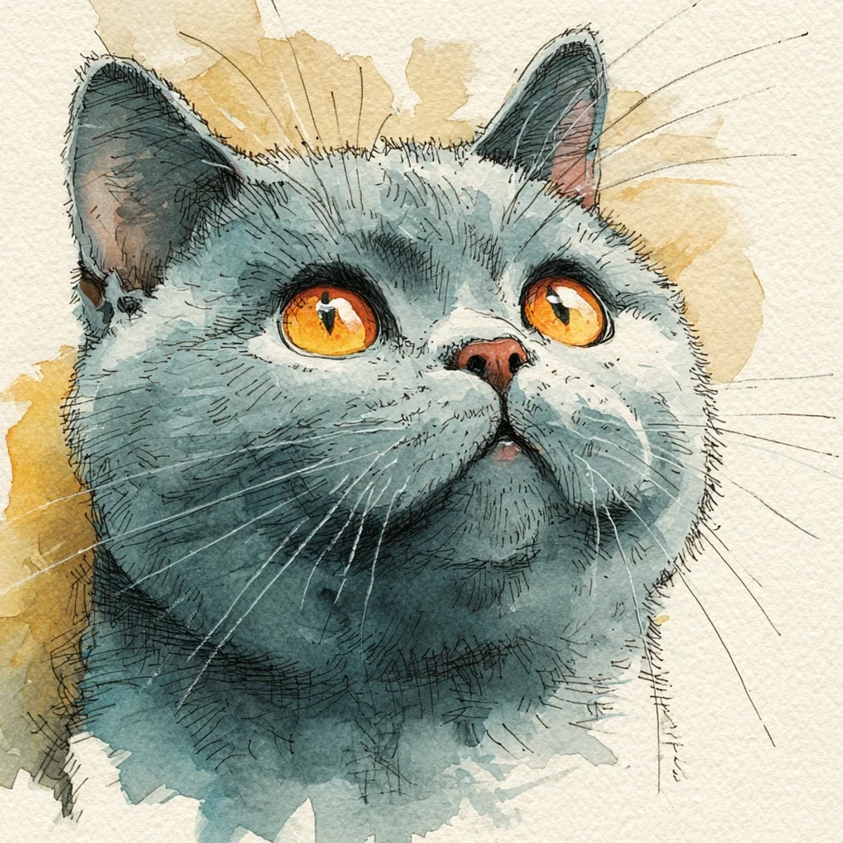 Storybook illustration of a cat — painterly, literary