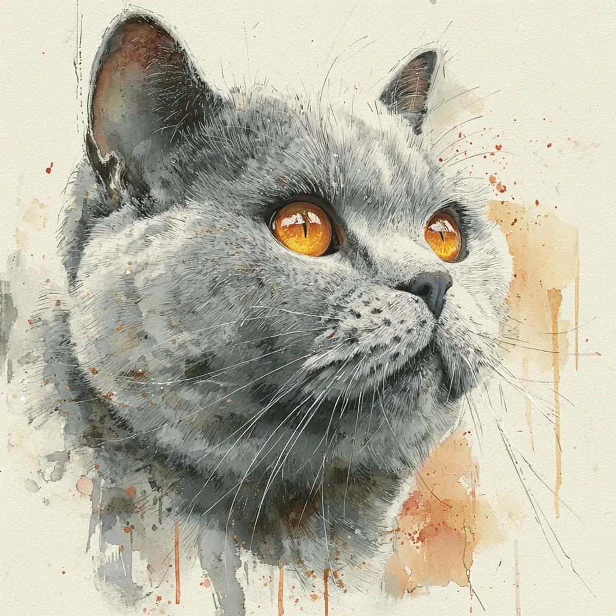 Soft watercolour cat portrait